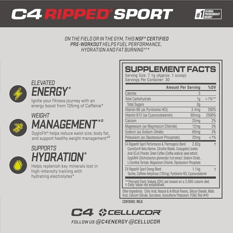 C4 Ripped Sport 30 Servings By Cellucor - Image 3