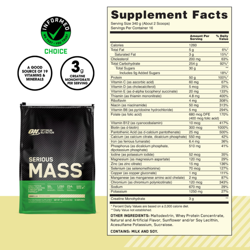 Serious Mass 12lbs By Optimum Nutrition - Image 2