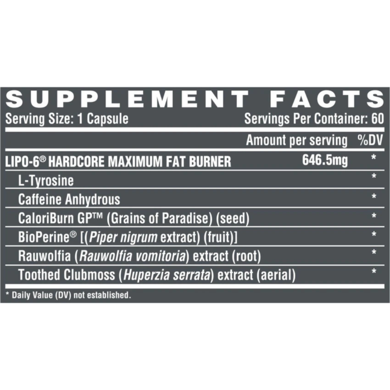 Lipo-6 Hardcore 60 Capsules By Nutrex Research - Image 2
