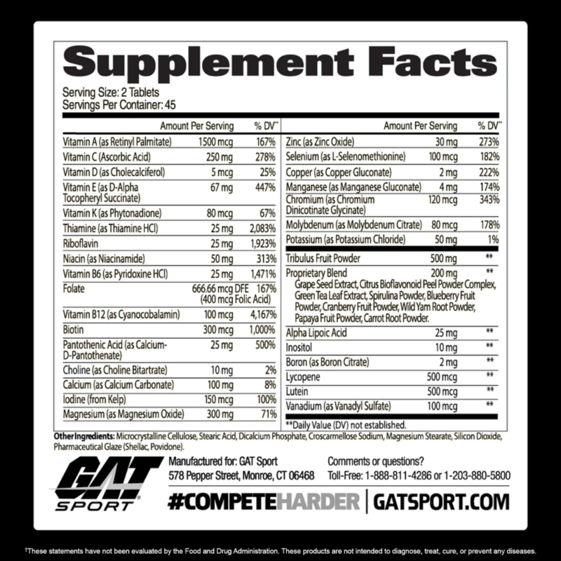 Mens Multi + Test 150 Tablets By Gat Sport - Image 2