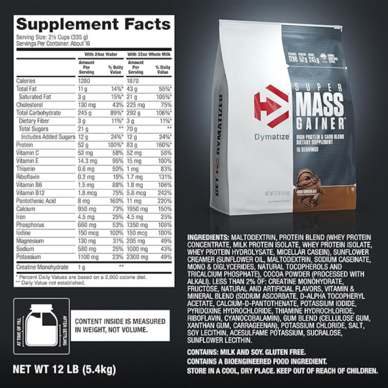 Super Mass Gainer 12lbs By Dymatize - Image 2