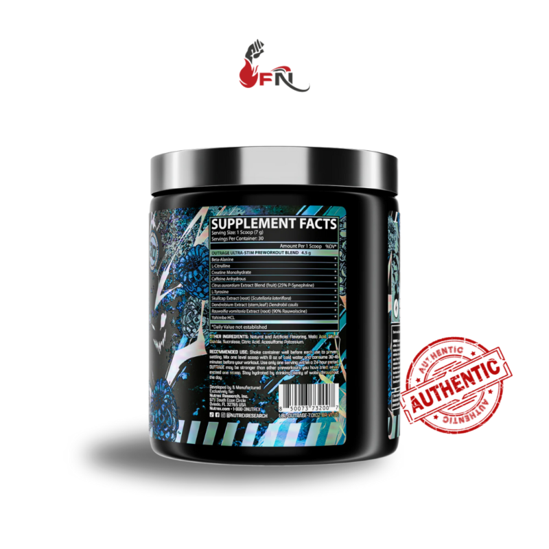 Outrage Pre Workout 30 Servings By Nutrex Research - Image 3